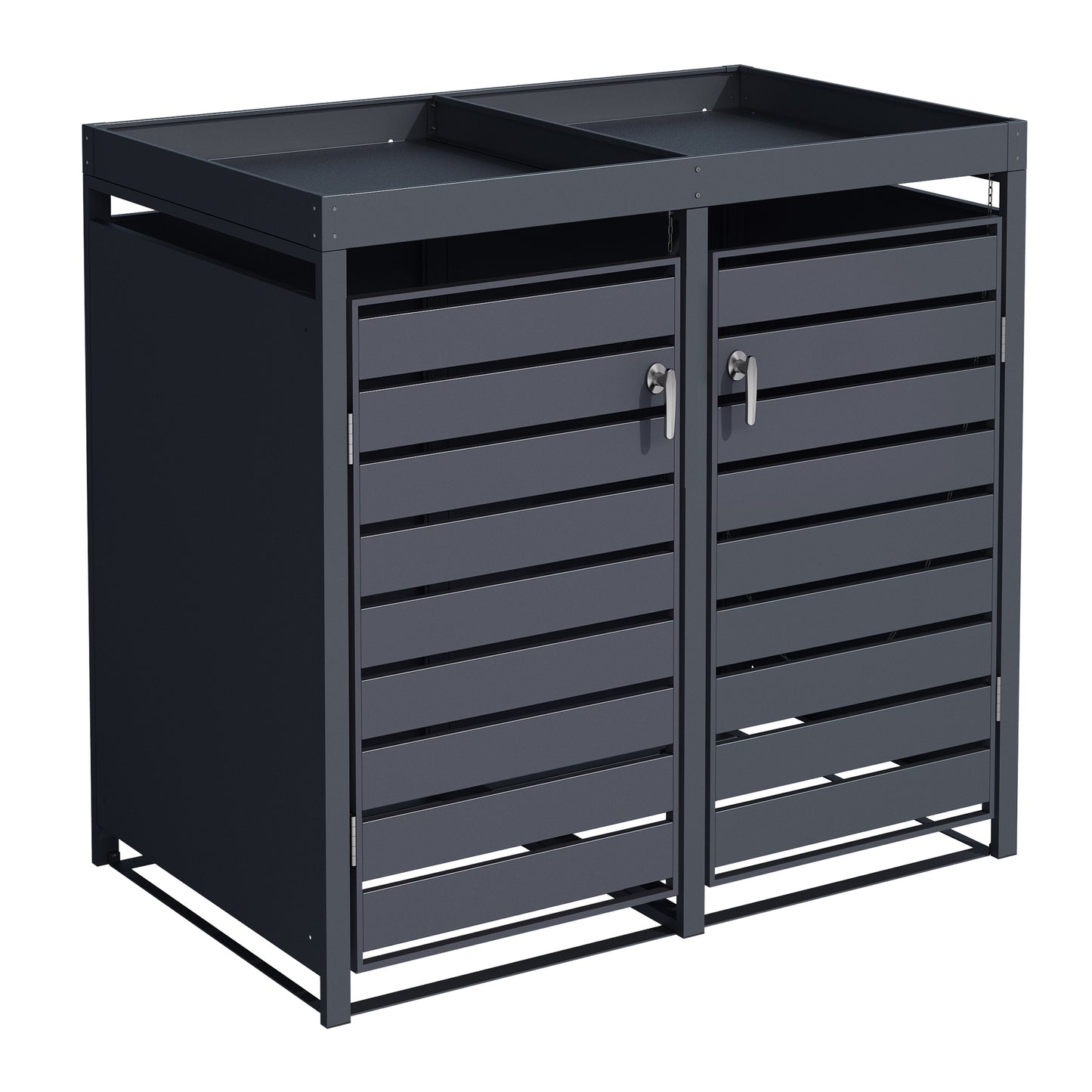 Mülltonnenboxen für 120l oder 240l als Set, anthrazit aus Metall, mit Pflanzwanne