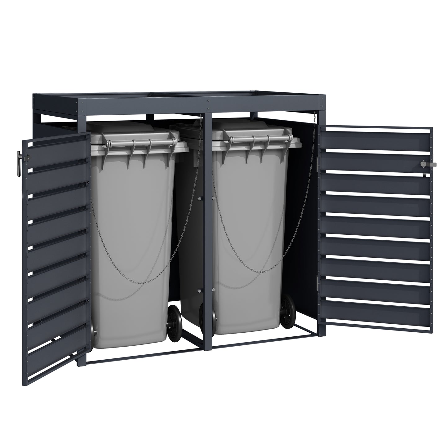 Mülltonnenboxen für 120l oder 240l als Set, anthrazit aus Metall, mit Pflanzwanne