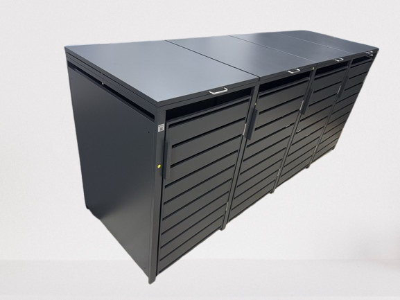 Mülltonnenboxen für 120l oder 240l als Set, anthrazit aus Metall, mit Deckel