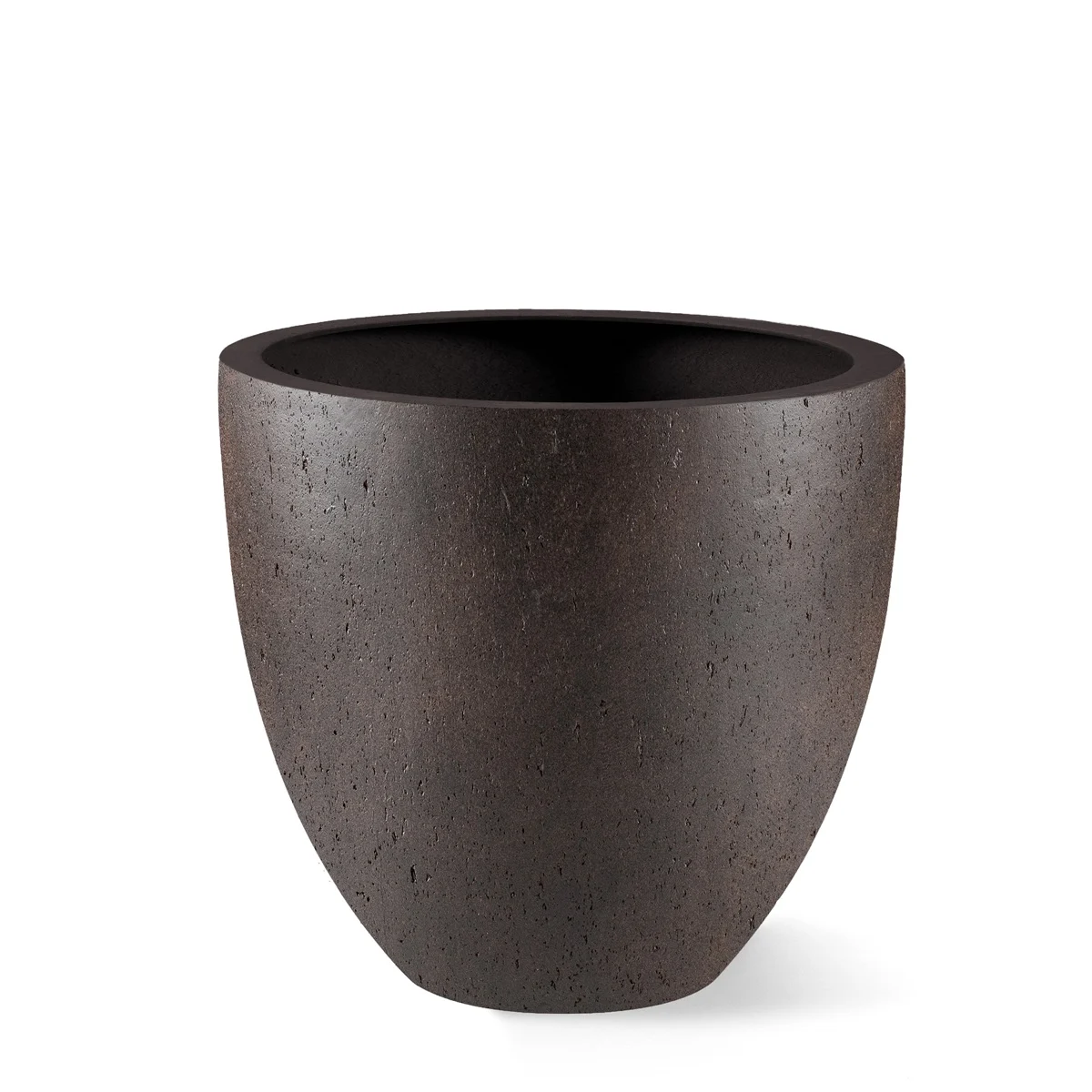 Luca Lifestyle Pflanzkübel Grigio Egg Pot in Rostoptik – runde Form, wetterfestes Fiberglas, modernes Industriedesign