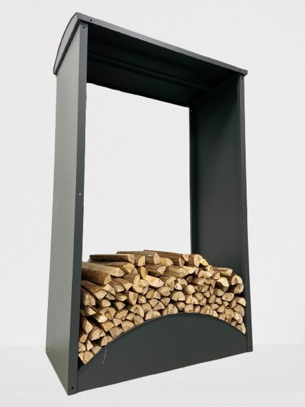 Holzregal Metall wetterfest anthrazit von Seite vorne