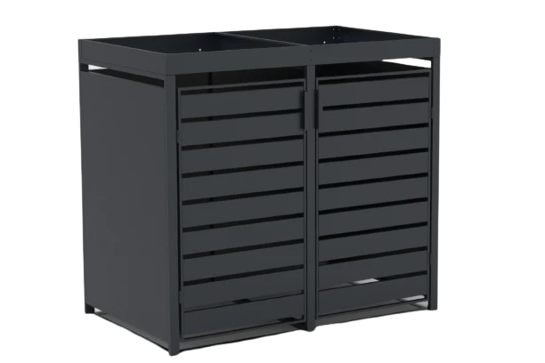 Mülltonnenboxen für 120l oder 240l als Set, anthrazit aus Metall, mit Pflanzwanne
