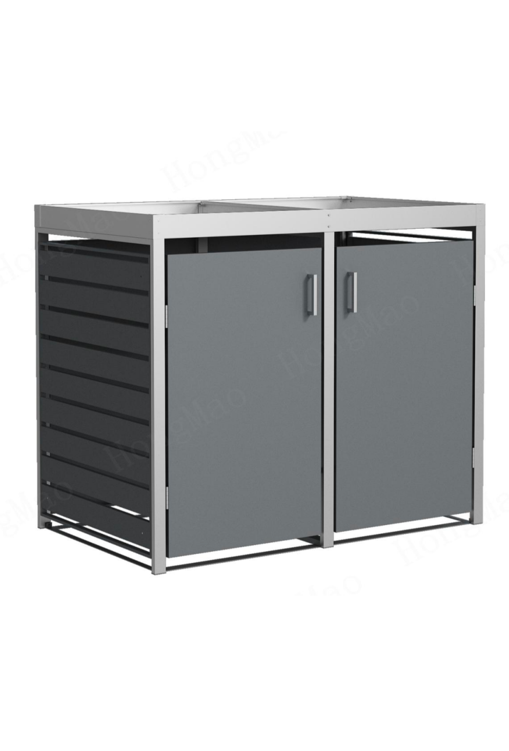 Mülltonnenbox Zweier Set Edelstahl gebürstet mit Pflanzwanne – exklusives Design