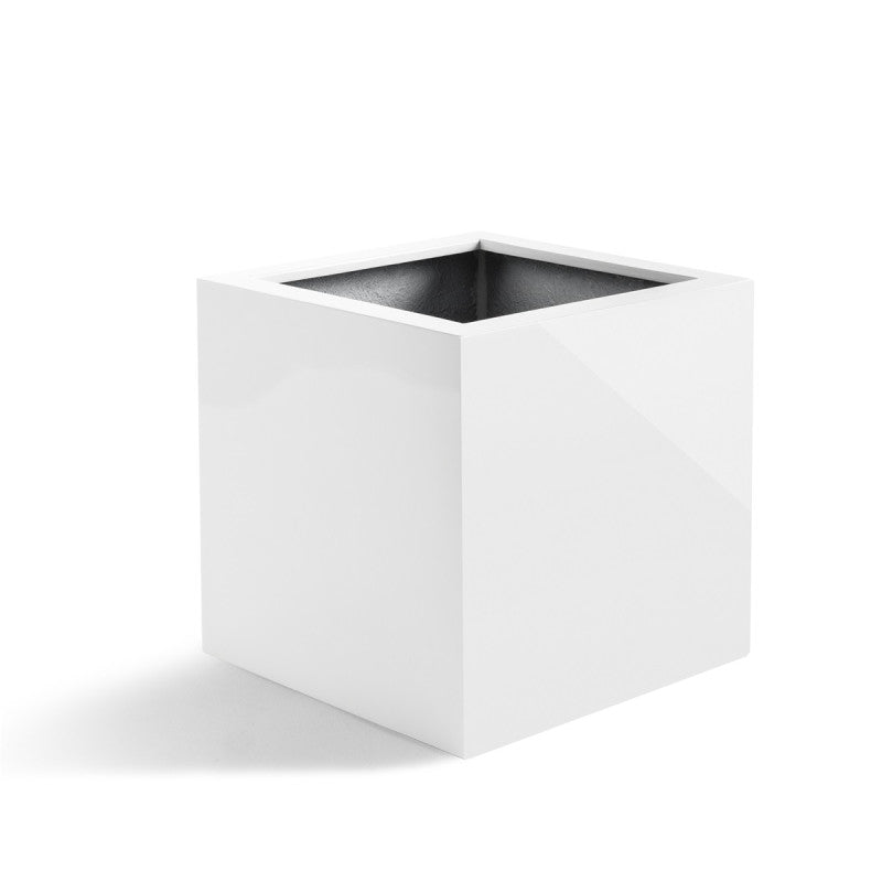 Pflanzkasten weiss glänzend Fiberglas modern für draussen F1766 Luca Lifestyle