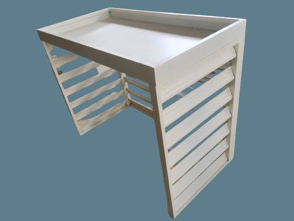 Waermepumpen_Abdeckung_weiss Sicht schräg von hinten