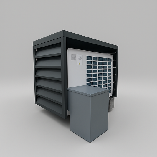 Wärmepumpenabdeckung XL Air mit einer Bodenhaube Abdeckung für die Zuleitung einer Waermepumpe