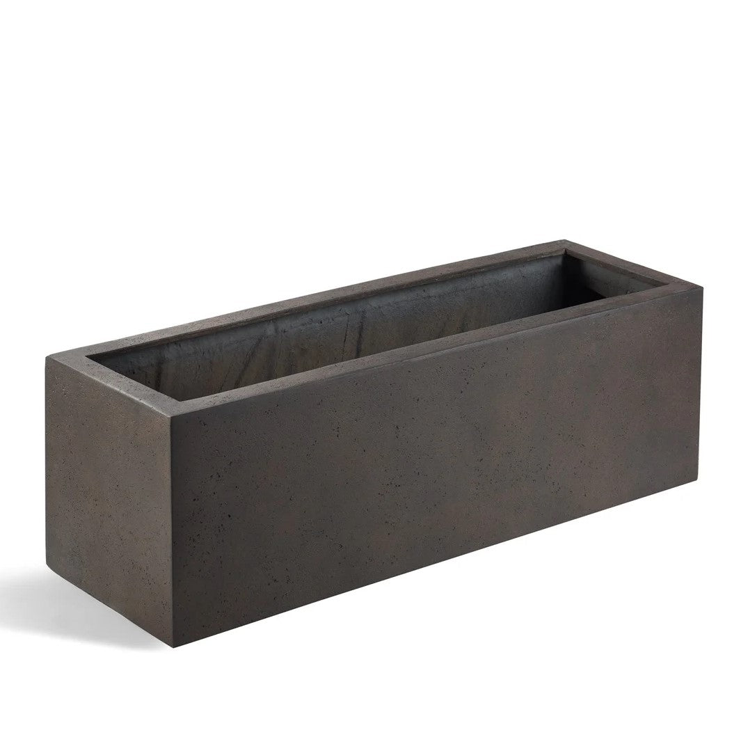 Rechteckiger Pflanzkasten Luca Lifestyle Grigio Box in Rost – robuster, frostfester Kübel für Garten oder Balkon