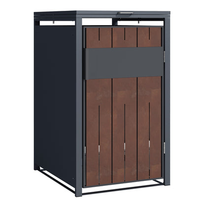 Mülltonnenbox Basic Einzeln für 120l oder 240l, anthrazit / Cortenstahl Optik, aus Metall, mit Deckel