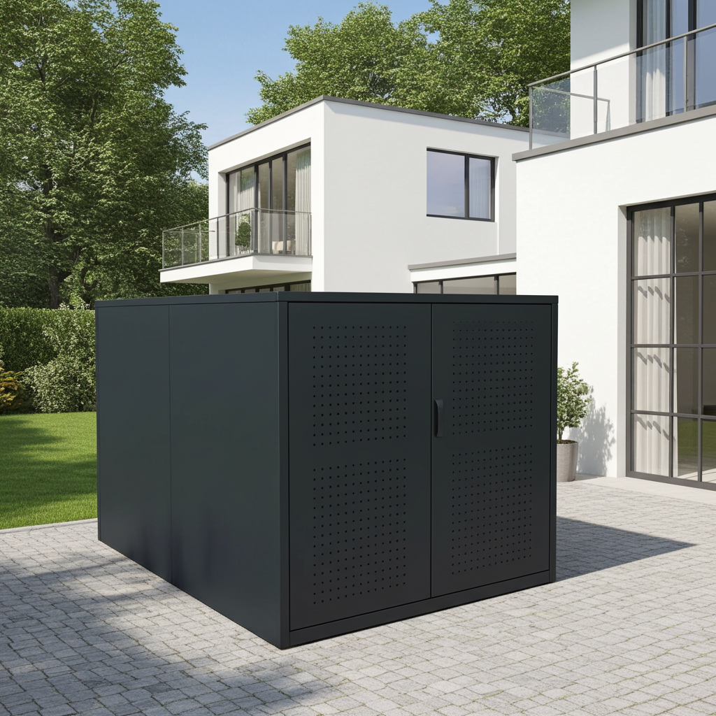 Fahrradgarage-fuer zwei E-Bikes in anthrazit, Fahrradgarage Wallstreet von Metallwaren Deutschland