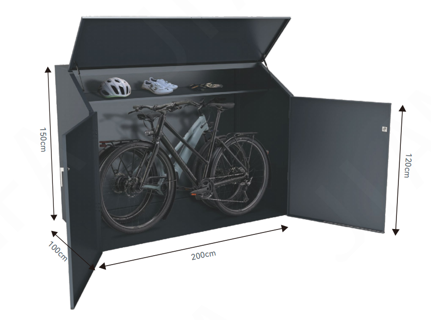 2er_Fahrradgarage_Family_Metall_anthrazit_mit seitlichen Türen