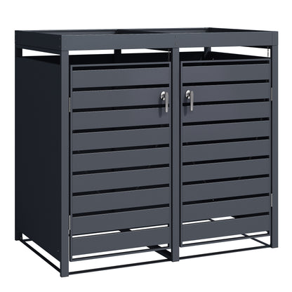Mülltonnenboxen für 120l oder 240l als Set, anthrazit aus Metall, mit Pflanzwanne