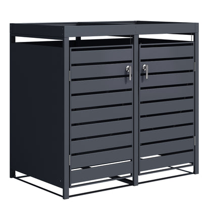 Mülltonnenboxen für 120l oder 240l als Set, anthrazit aus Metall, mit Pflanzwanne