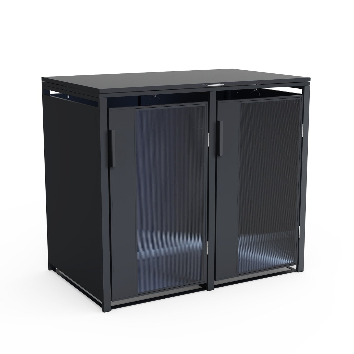 Mülltonnenbox Basic Einzeln für 120l oder 240l, anthrazit aus Metall, mit Deckel, transparente Türe