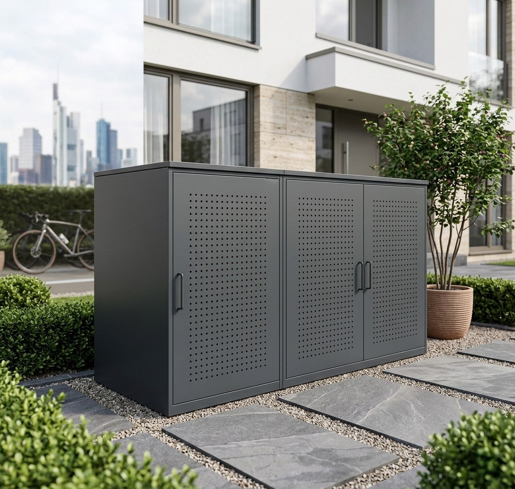 3er Mülltonnenbox 240l mit Belüftung und Deckel