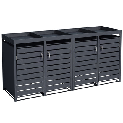 Mülltonnenboxen für 120l oder 240l als Set, anthrazit aus Metall, mit Pflanzwanne