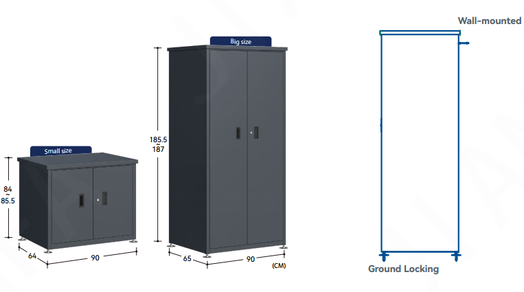 Vergleich Grillschrank mit hohem Gartenschrank sowie Befestigung
