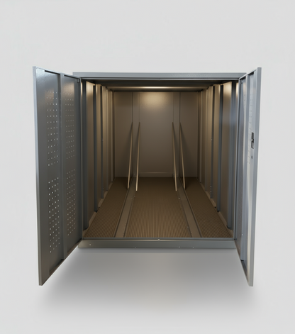 Fahrradgarage Metall, abschliessbar, fuer E-Bikes in quarzgrau RAL 7039