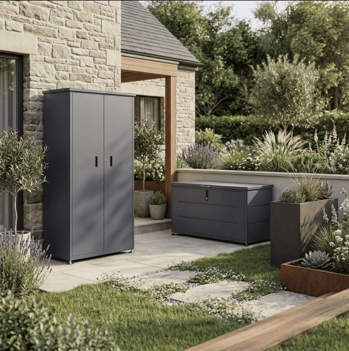 Gartenschrank_Gereateschrank_und_Grillschrank in anthrazit aus Metall