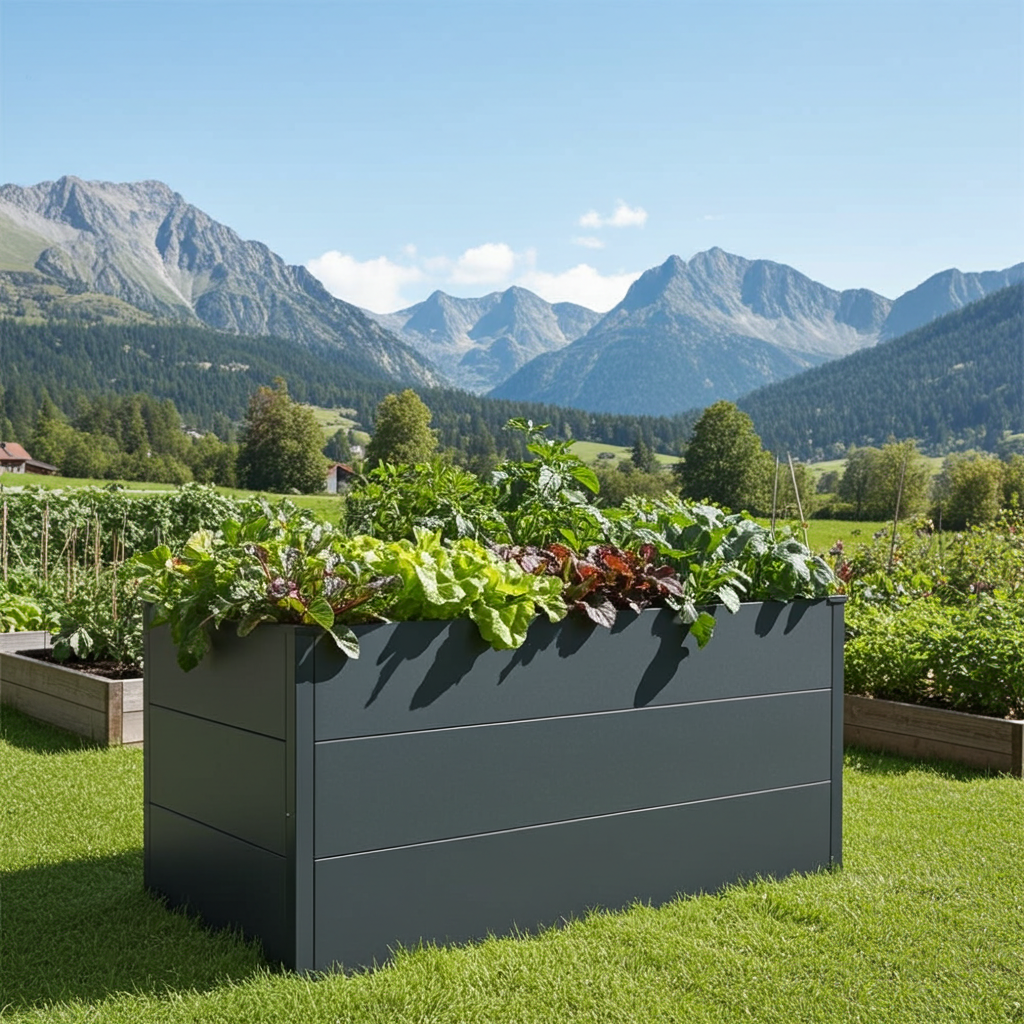 Hochbeet Metall in anthrazit, sehr stabil und hochwertig lackiert