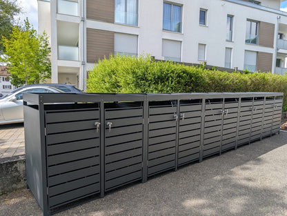 Mülltonnenboxen 2er, anthrazit aus Metall, mit Pflanzwanne
