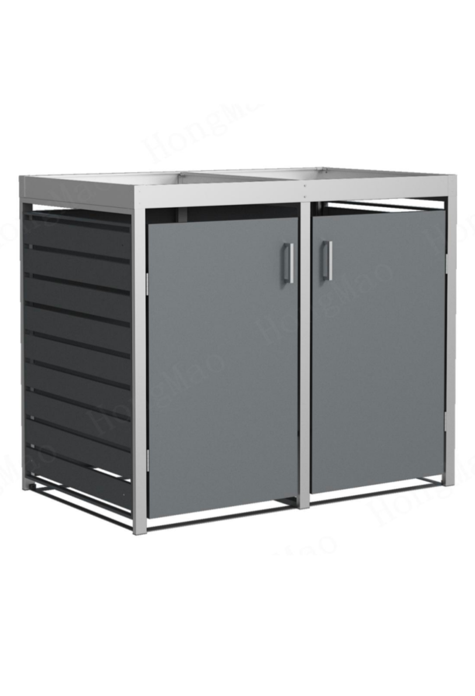 Mülltonnenbox 2er Set Edelstahl gebürstet mit Pflanzwanne – exklusives Design