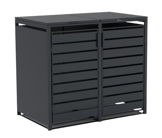 2er Set Mülltonnenboxen grau