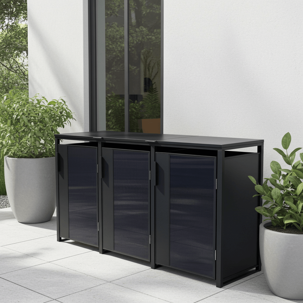 Muelltonnenbox 3er mit Deckel in anthrazit, sehr modernes Design mit Glas, fuer-120l-oder-240l_Urban Box