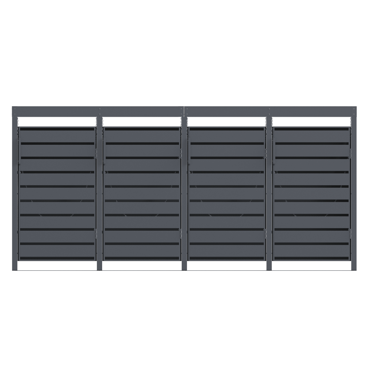 Muelltonnenbox_4er_mit_Pflanzwanne_aus_Metall_in_anthrazit von vorne