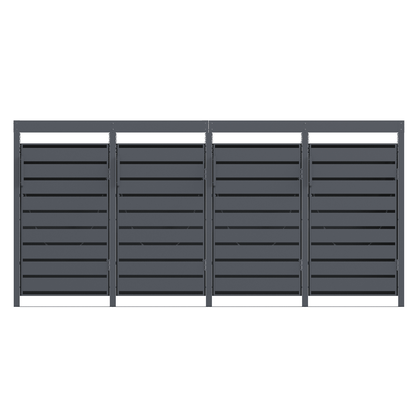 Muelltonnenbox_4er_mit_Pflanzwanne_aus_Metall_in_anthrazit von vorne