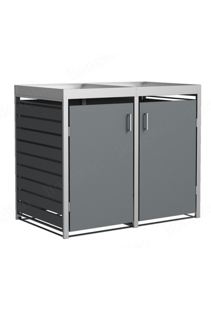 Mülltonnenbox Zweier Set Edelstahl gebürstet mit Pflanzwanne – exklusives Design