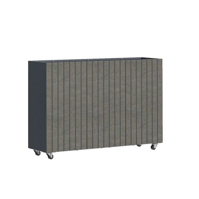 Raumteiler mit Rollen aus Metall grau