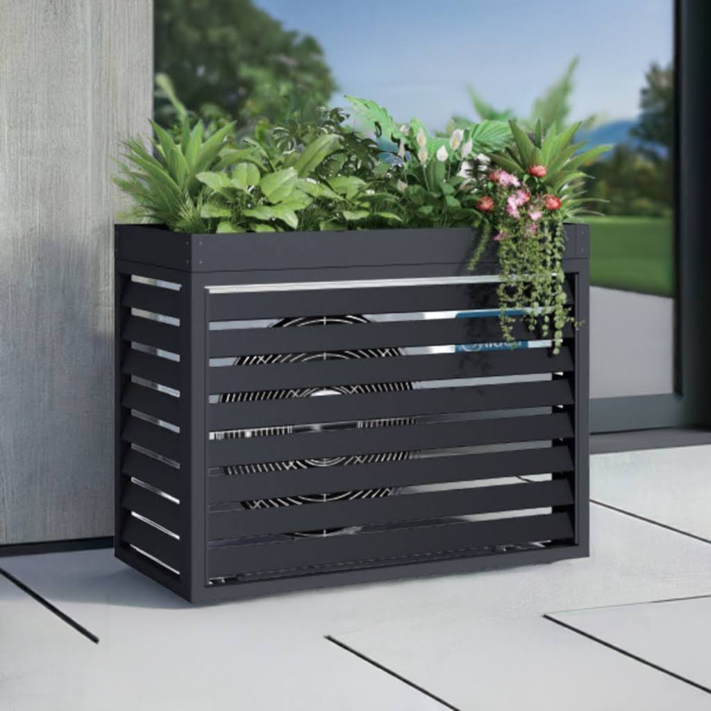 Wärmepumpen Abdeckung Metall mit Pflanzwanne H85×T60×B115 cm – Metallwaren Deutschland